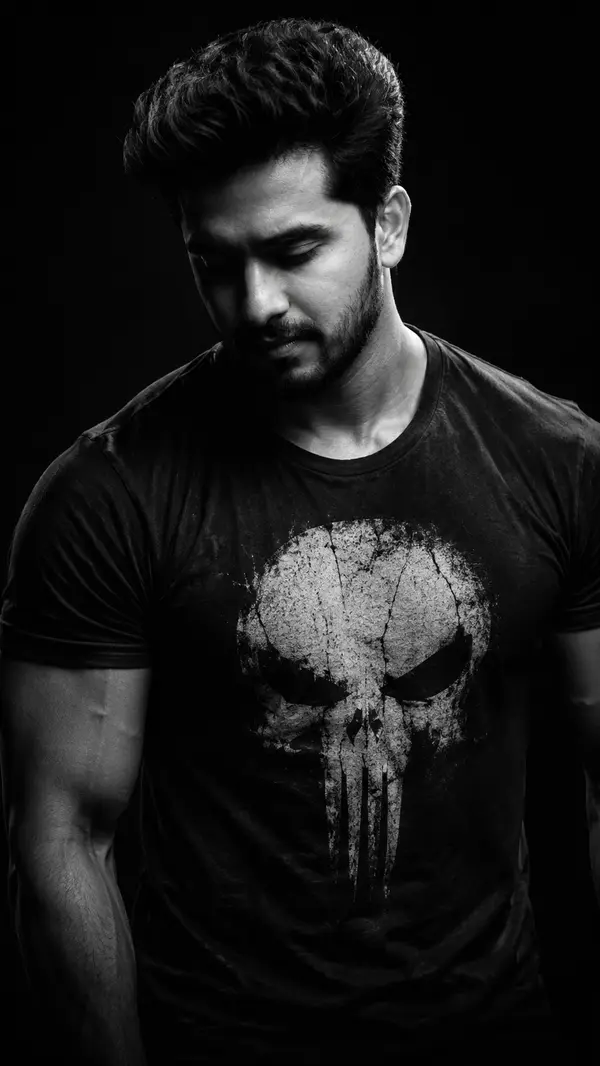 Noir Skull: Cinematic Black & White Portrait