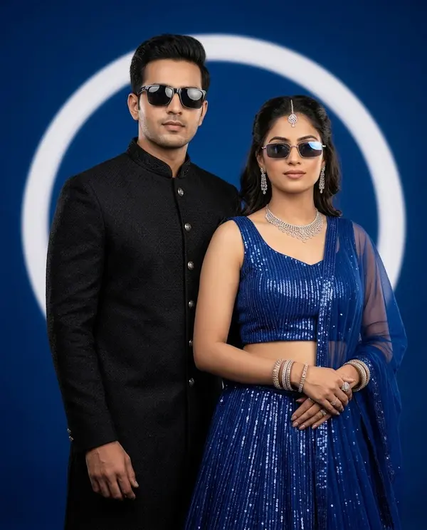 High-Fashion Studio Portrait Elegant Couple