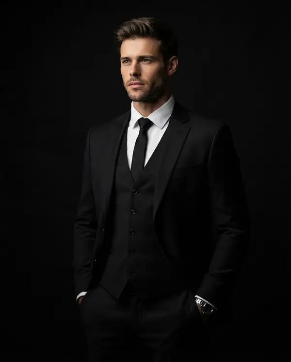 Premium Studio Portrait Formal Black Suit