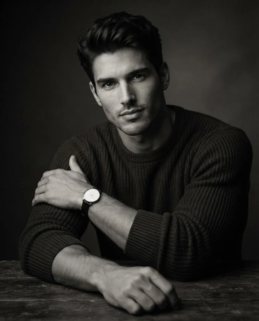 Ultra-realistic B&W Editorial Portrait Study image 1