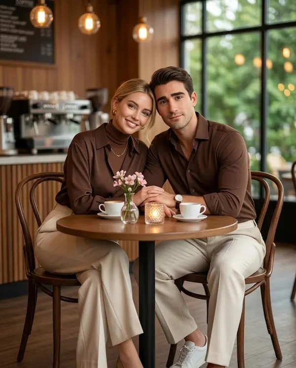 Elegant Couple Café Portrait Ultra HD