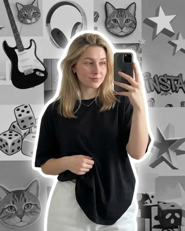Stylish Woman Mirror Selfie Instagram Aesthetic