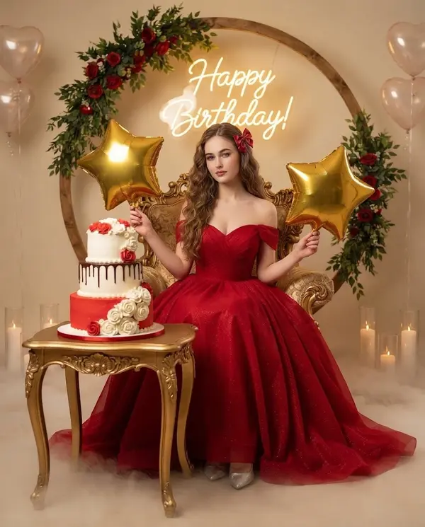 Young Woman Birthday Portrait Studio Elegance