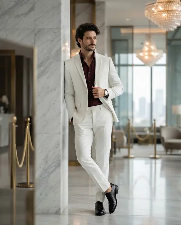 Luxury Editorial Portrait in Marble Lobby