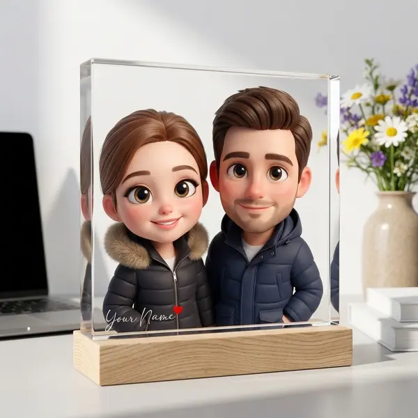 Luxury acrylic photo block couple portrait CGI
