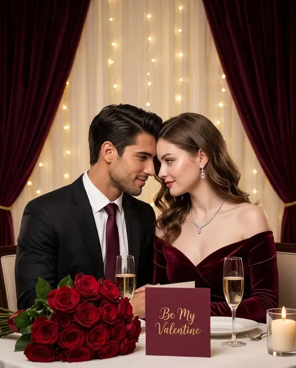 Luxe Valentine's Day Couple Portrait Cinematic