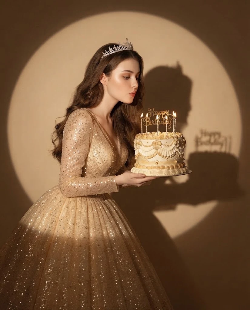 Birthday Girl Champagne Gold Editorial Portrait image 1