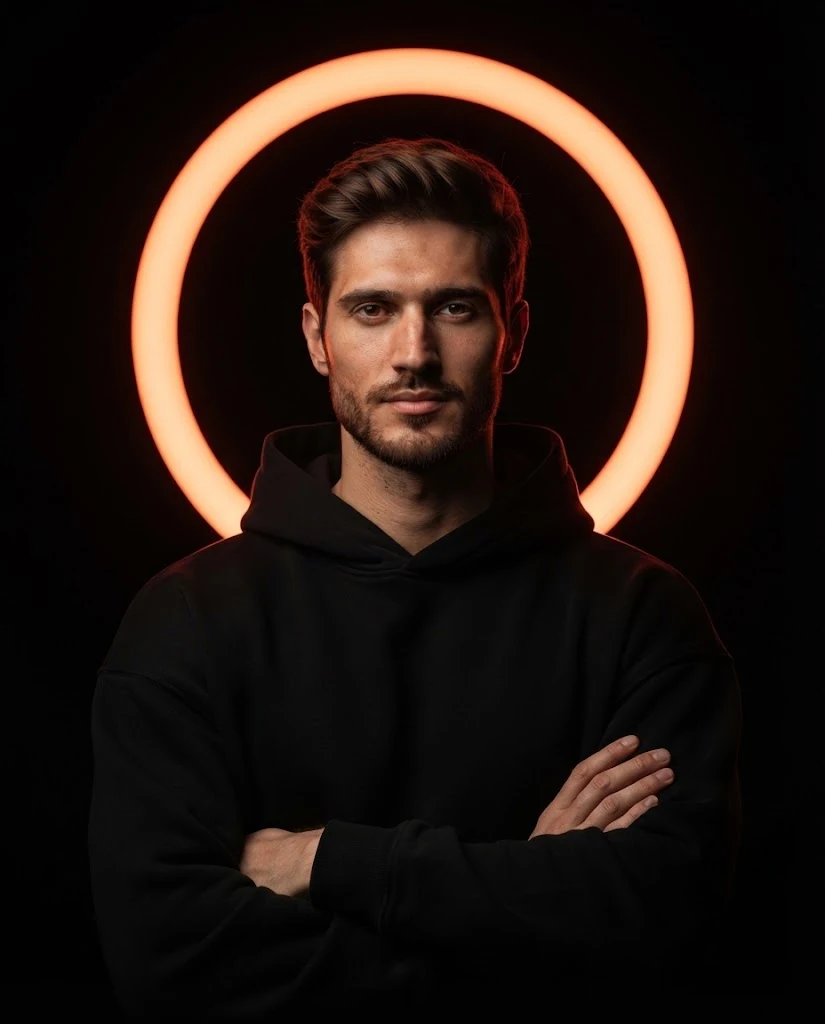 Ultra-realistic cinematic studio portrait with ring light image 1