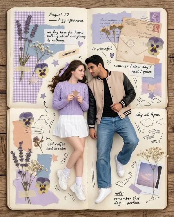 Couple in Vintage Summer Scrapbook Collage