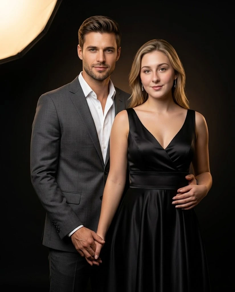 Elegant Couple Luxury Studio Portrait image 1