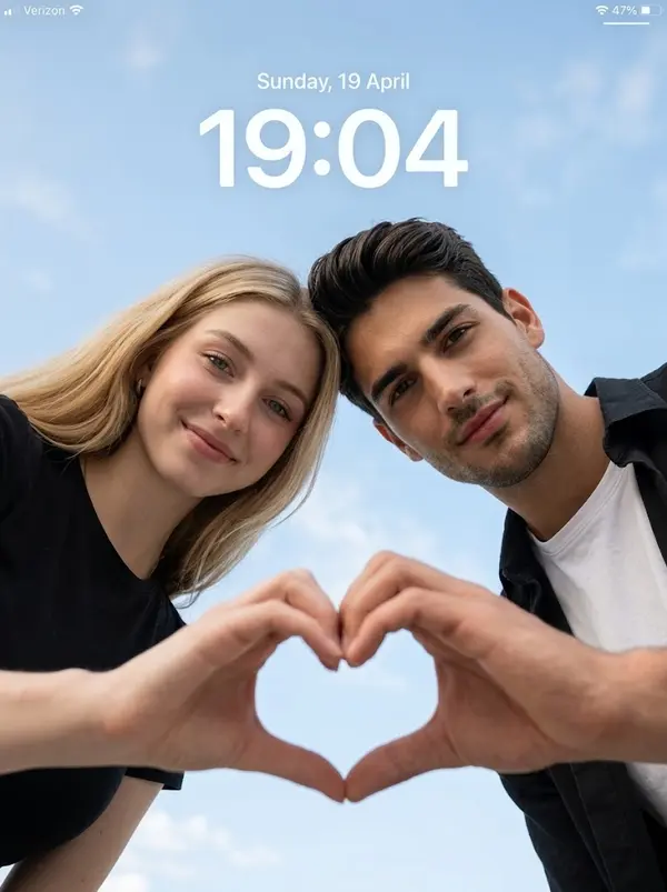 Couple Heart Hands Selfie Portrait Daylight