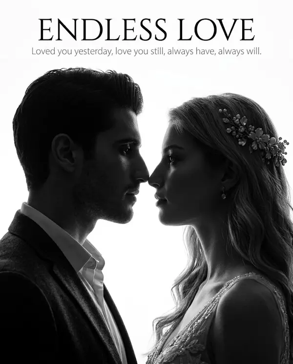 Dramatic silhouette couple almost kiss portrait
