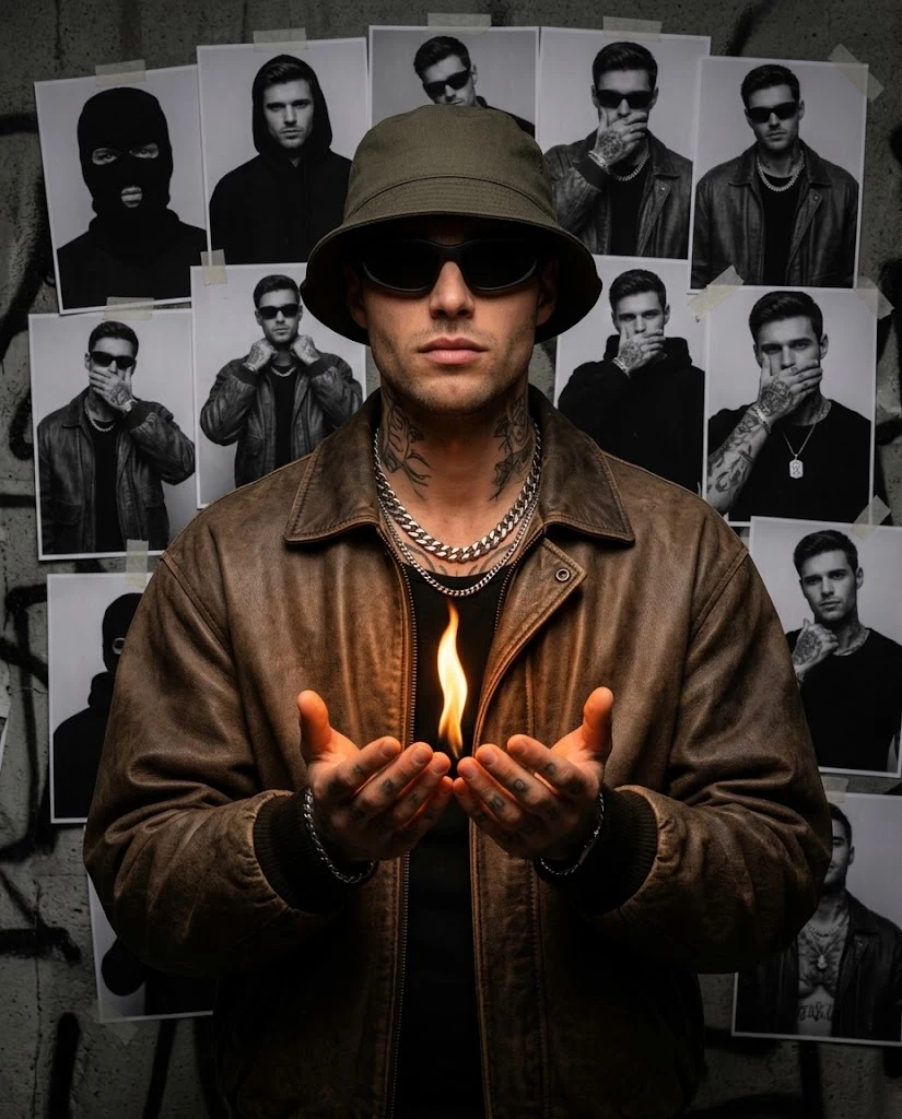 Hip-hop Album Cover Portrait with Flame image 1