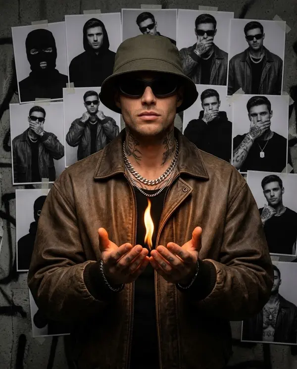 Hip-hop Album Cover Portrait with Flame
