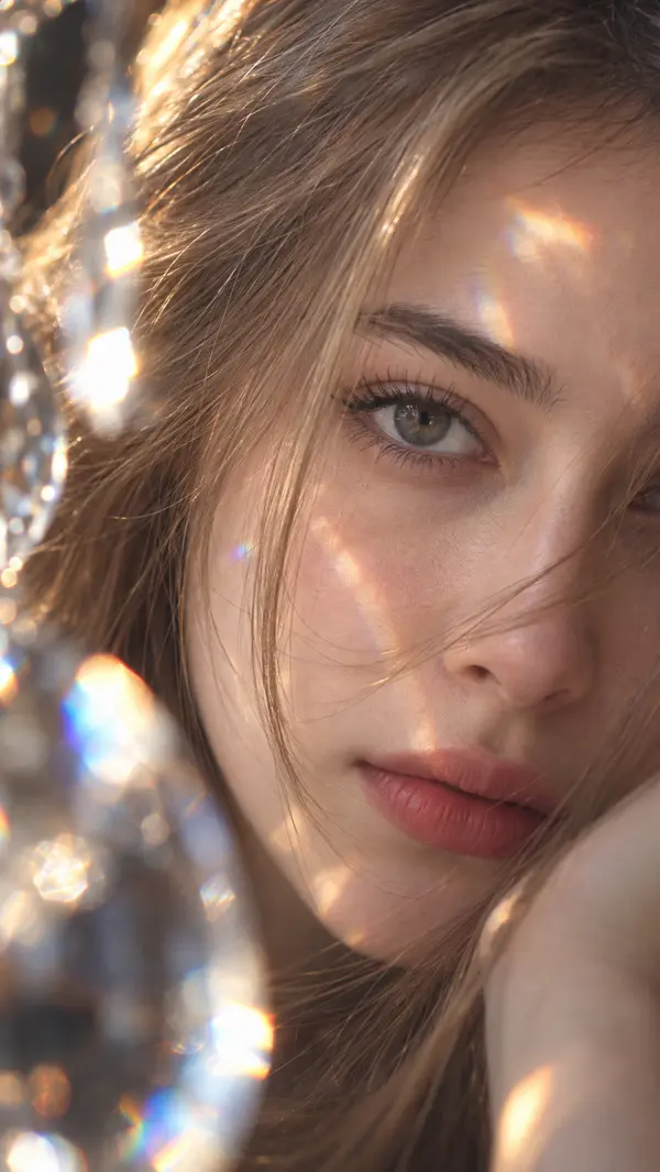 Hyper-realistic cinematic close-up portrait with magical light