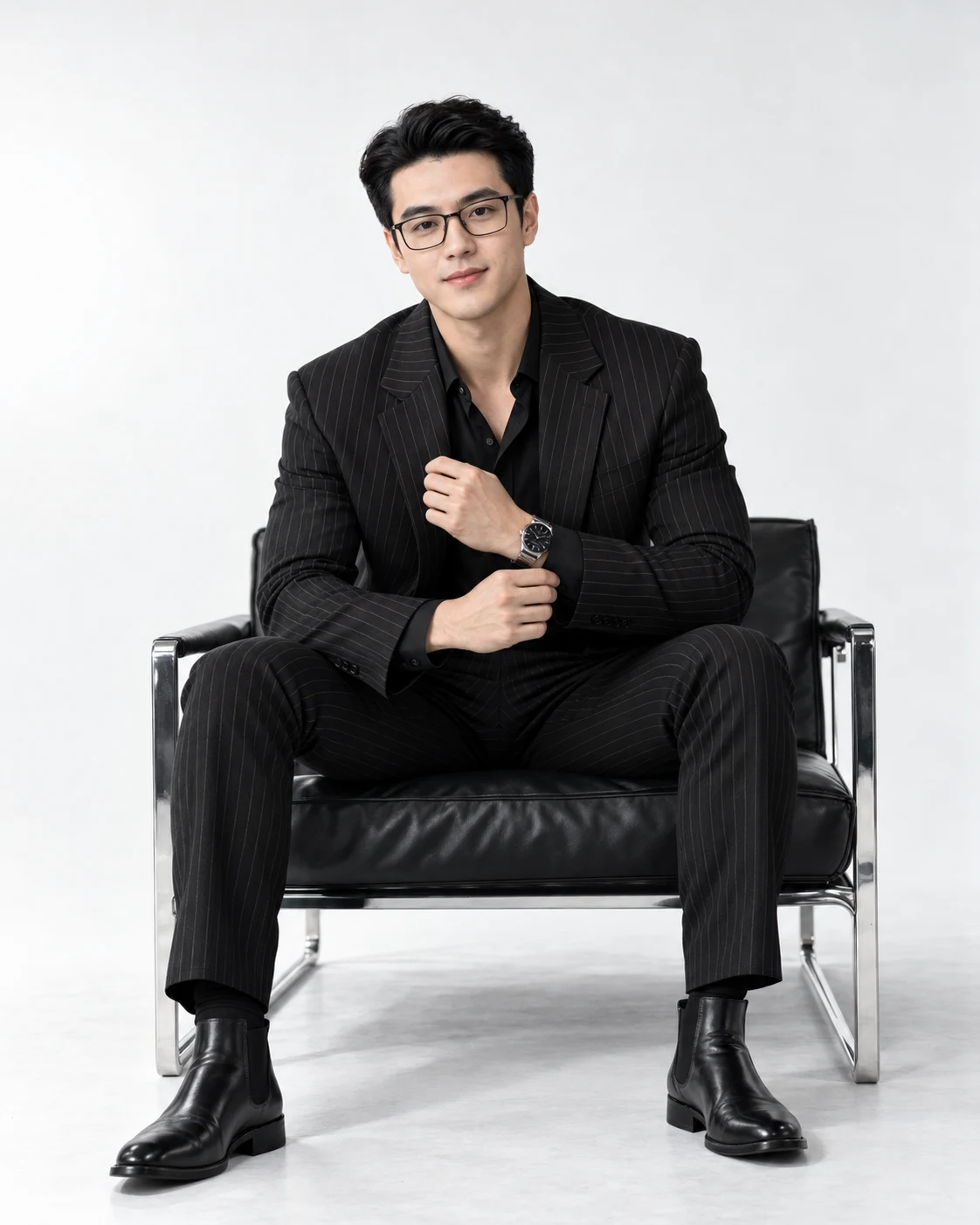 Luxury Fashion Portrait Black Suit Studio image 1