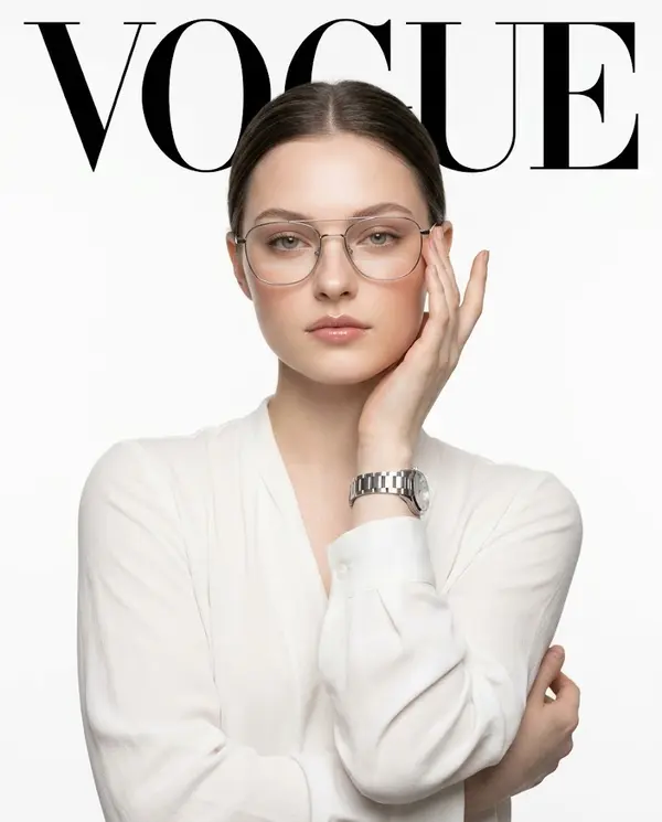 Ultra-realistic Vogue magazine cover portrait