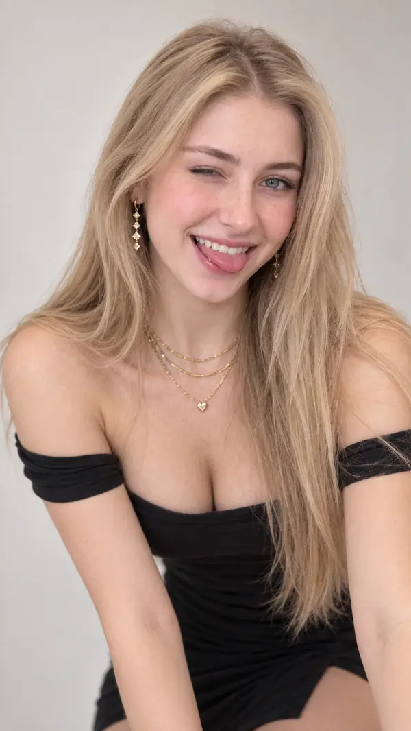 High-Fashion Studio Portrait Playful Expression