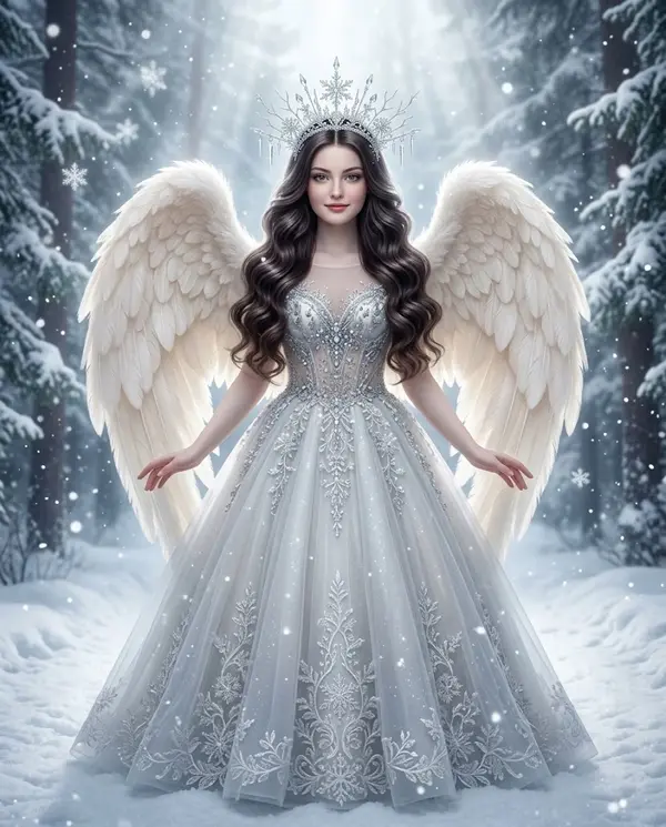 Angelic Girl Winter Forest Portrait Fantasy