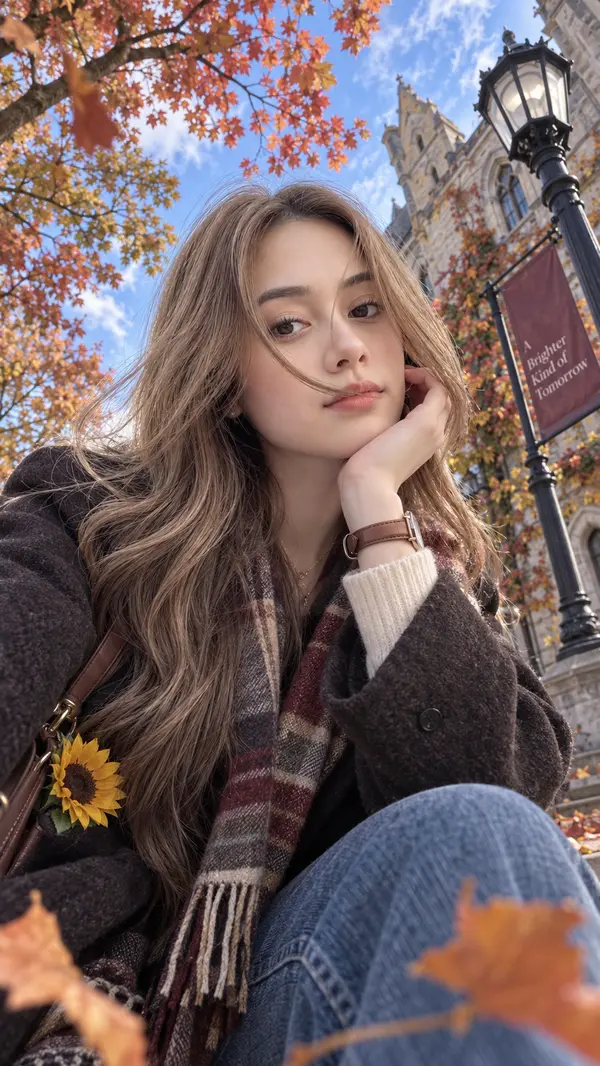 Autumn Fashion Editorial Portrait Close-up