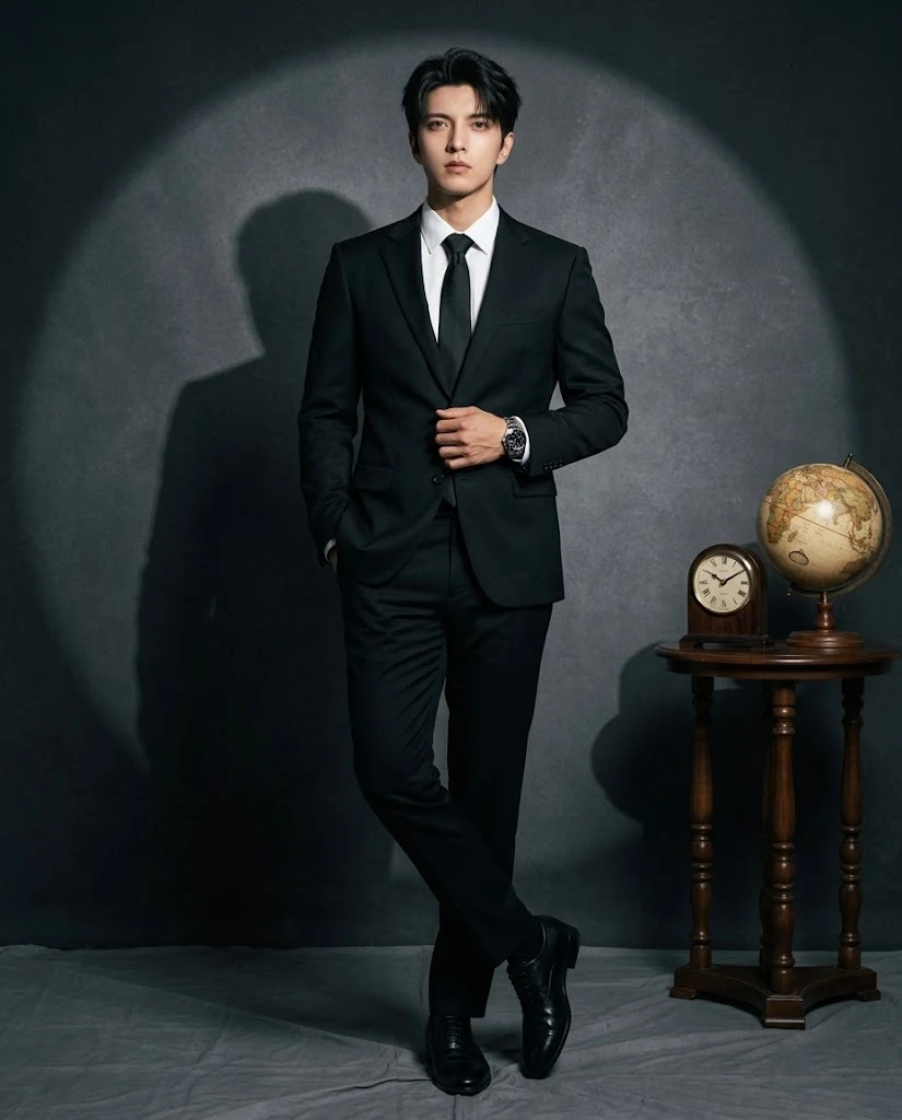 Ultra-realistic studio portrait young man formal wear image 1
