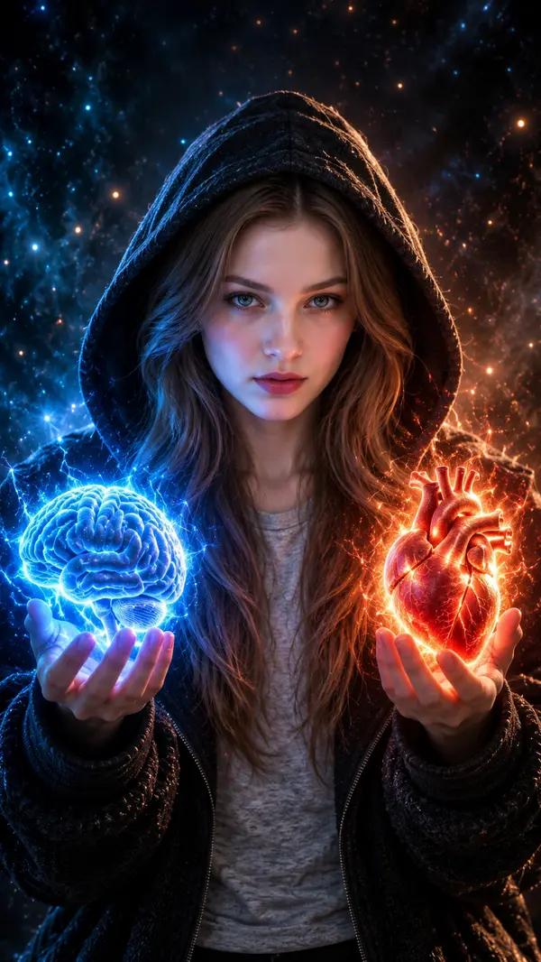 Heart and Brain Glowing Portrait Cinematic