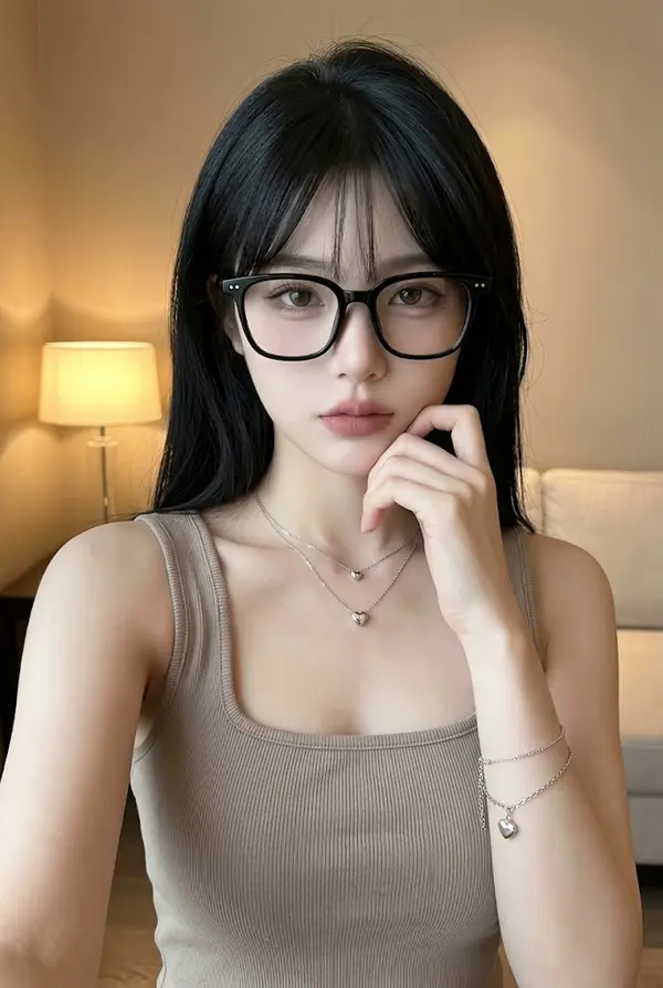 Young Woman Selfie Portrait with Glasses