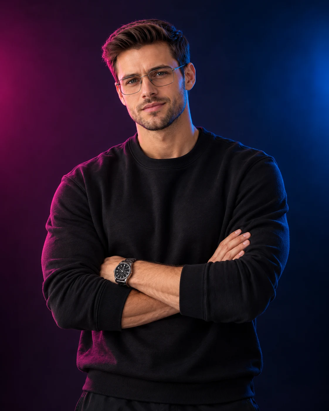 Studio Portrait Man Black Sweatshirt Gradient image 1