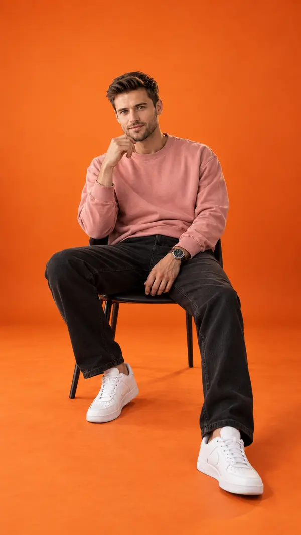 Man in Casual Fashion Studio Portrait