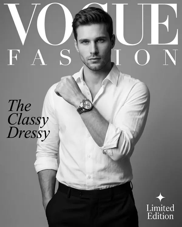 Black and white Vogue fashion editorial male model