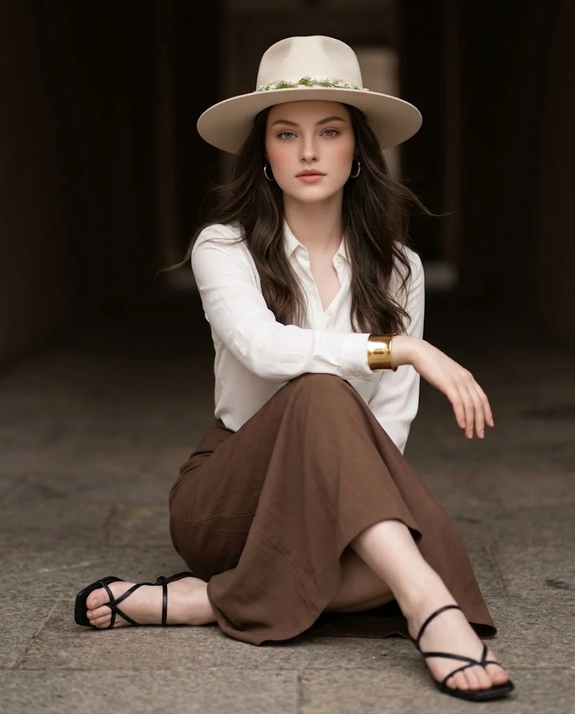 Woman in elegant seated pose editorial fashion image 1