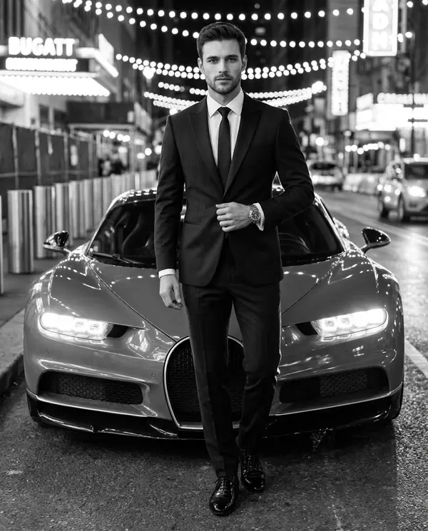 Luxury Fashion Portrait with Bugatti Chiron