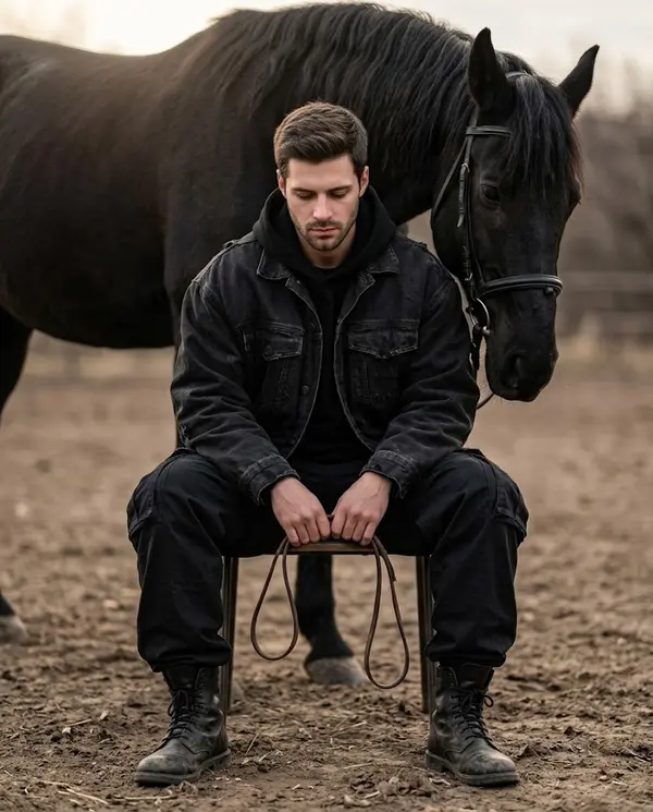 Man with Horse Cinematic Portrait Study