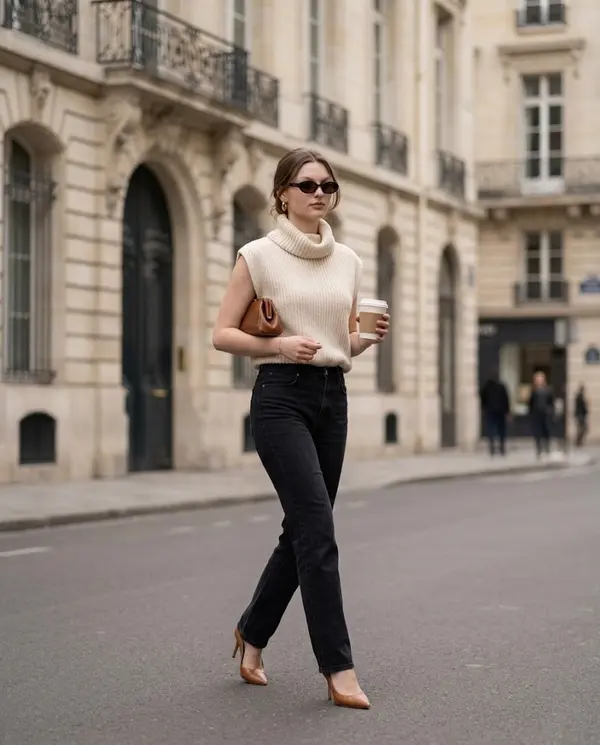 Parisian street fashion editorial portrait woman