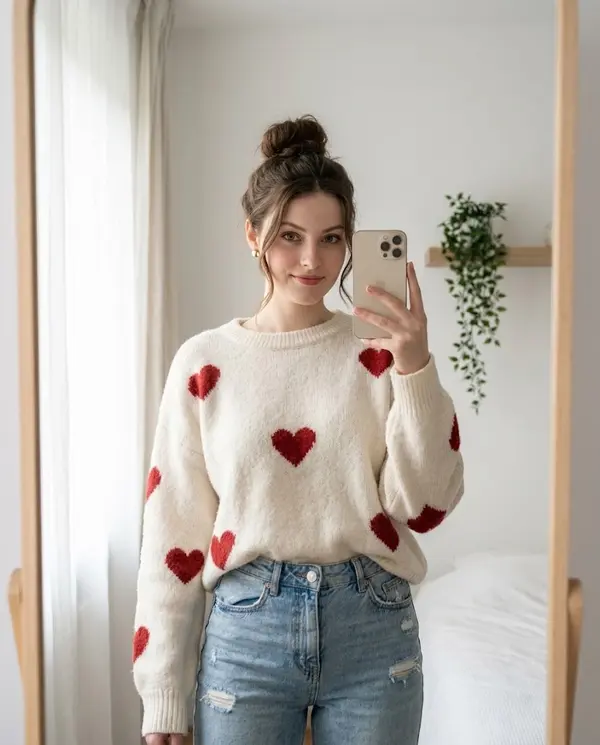 Cozy Bedroom Mirror Selfie Portrait