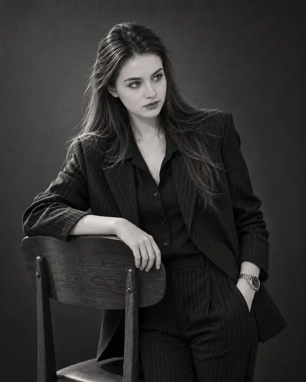 Luxury Fashion Editorial Black and White Portrait