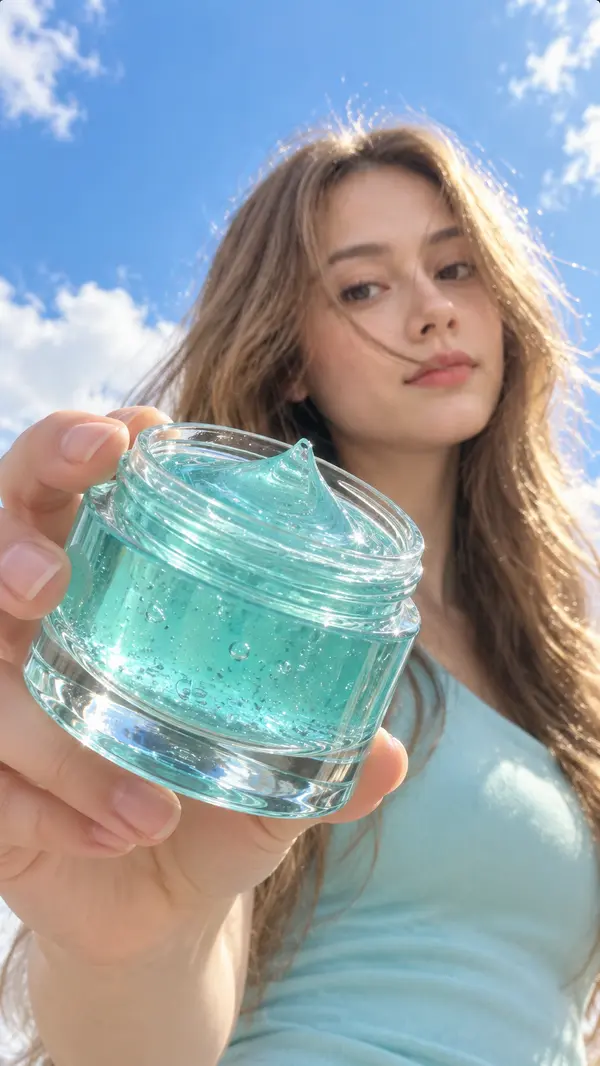 Skincare Product Campaign with Turquoise Moisturizer