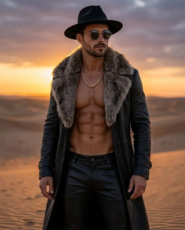 Luxury Desert Portrait with Dramatic Sunset