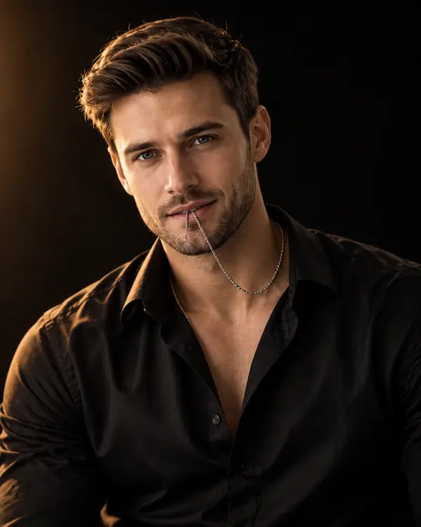 Ultra-realistic cinematic men's fashion portrait
