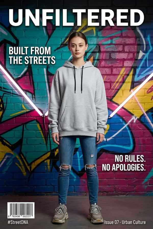 Urban streetwear magazine cover portrait