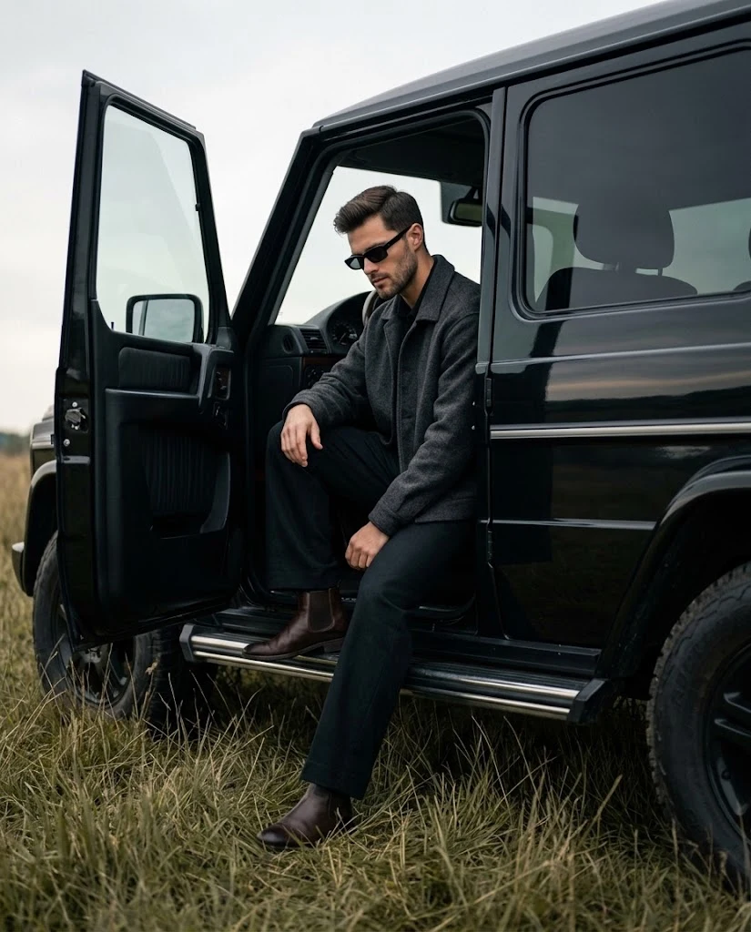 Vintage Luxury SUV Editorial Fashion Portrait image 1