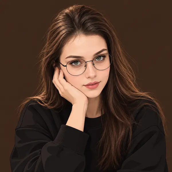 Minimalist vector portrait young woman glasses
