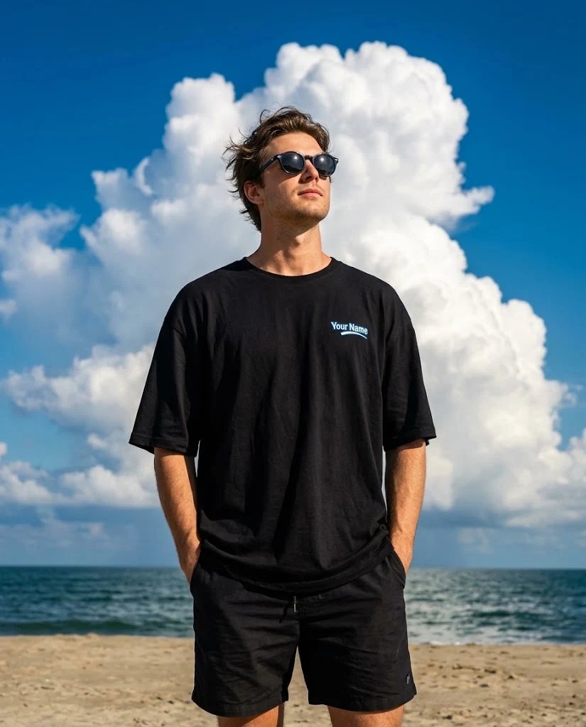 Handsome Man Beach Portrait Low Angle image 1