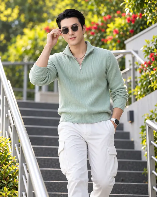 Luxury Fashion Portrait on Modern Staircase