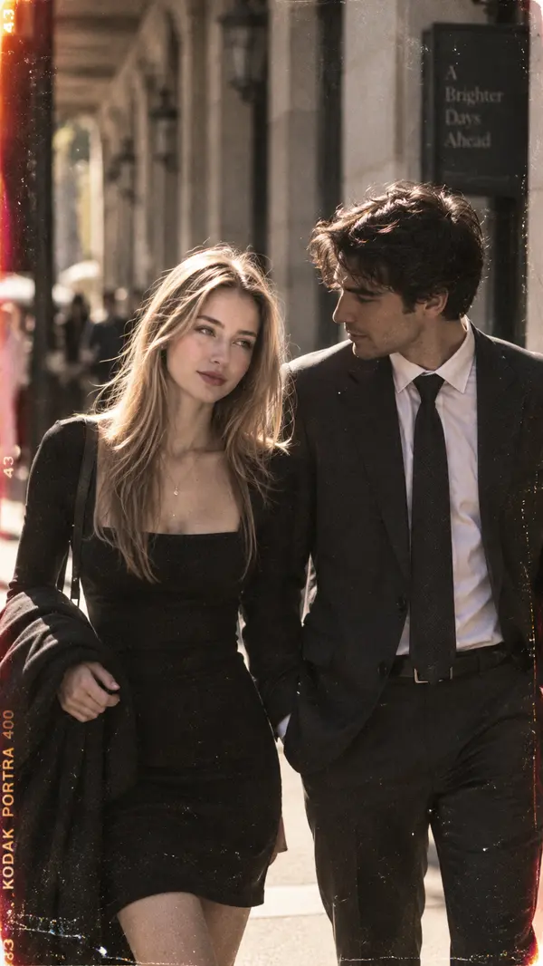 Couple Walking Urban Street Candid Portrait