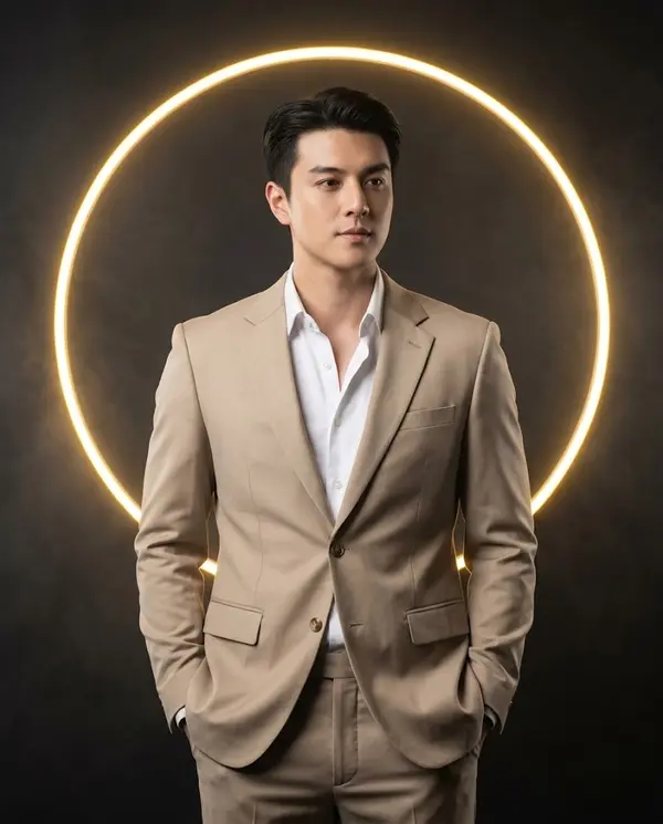 Professional Man Portrait Neon Halo Studio