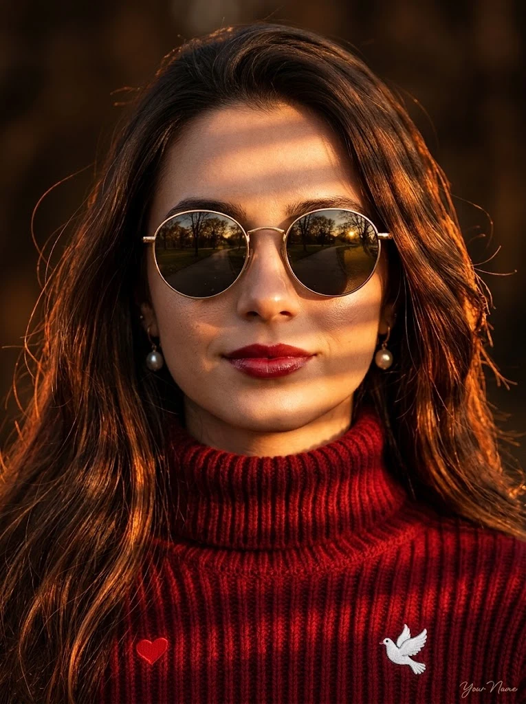 Young Woman Portrait Golden Hour Sunglasses image 1