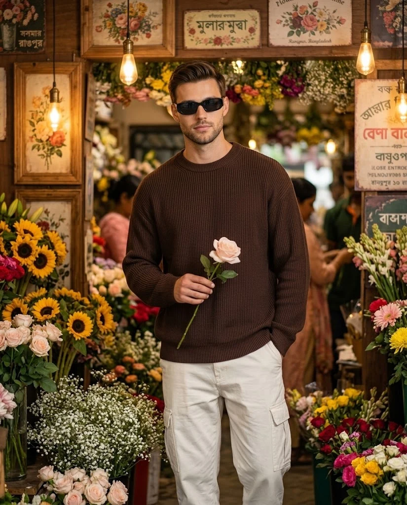 Stylish Man in Flower Shop Fashion Portrait image 1