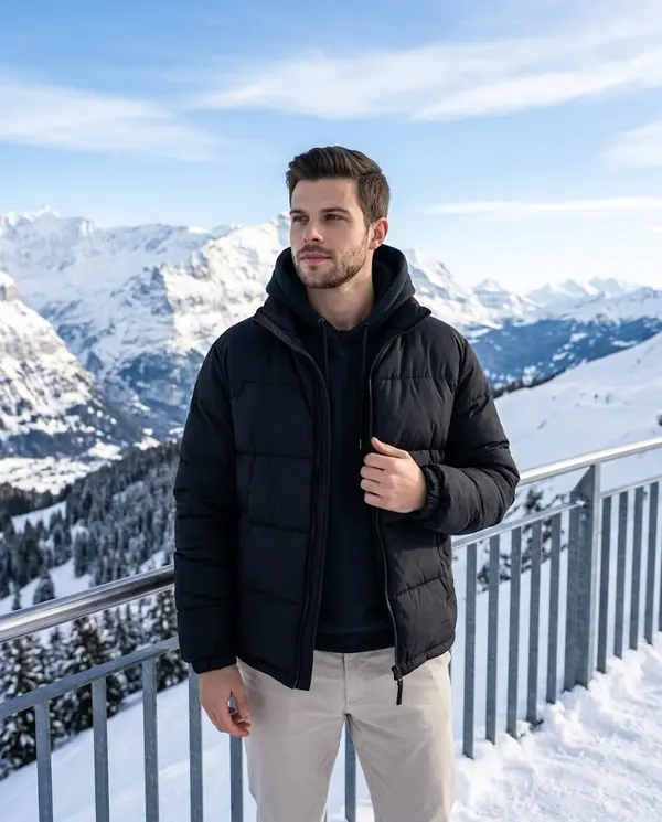 Young Man Alpine Mountain Winter Portrait