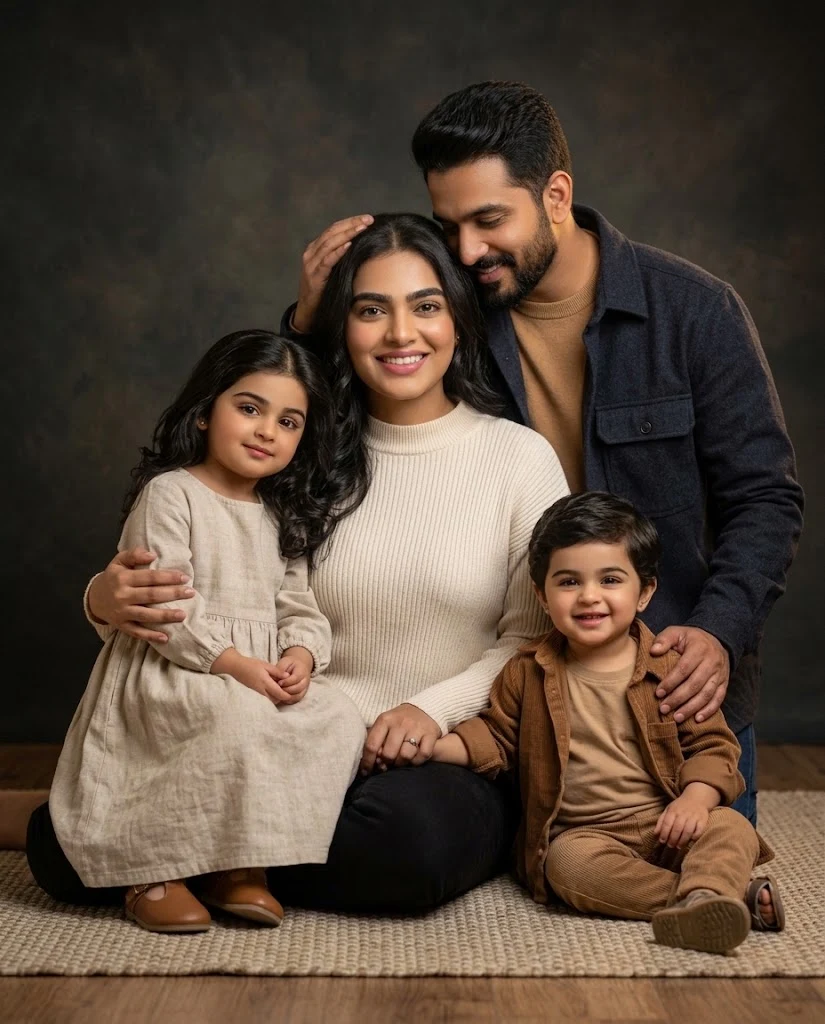 Fine Art Studio Family Portrait with Rembrandt Lighting image 1